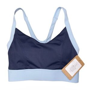 Berlook Navy Contrast U Neck Women's Sports Bra Light Support Size XS NWT